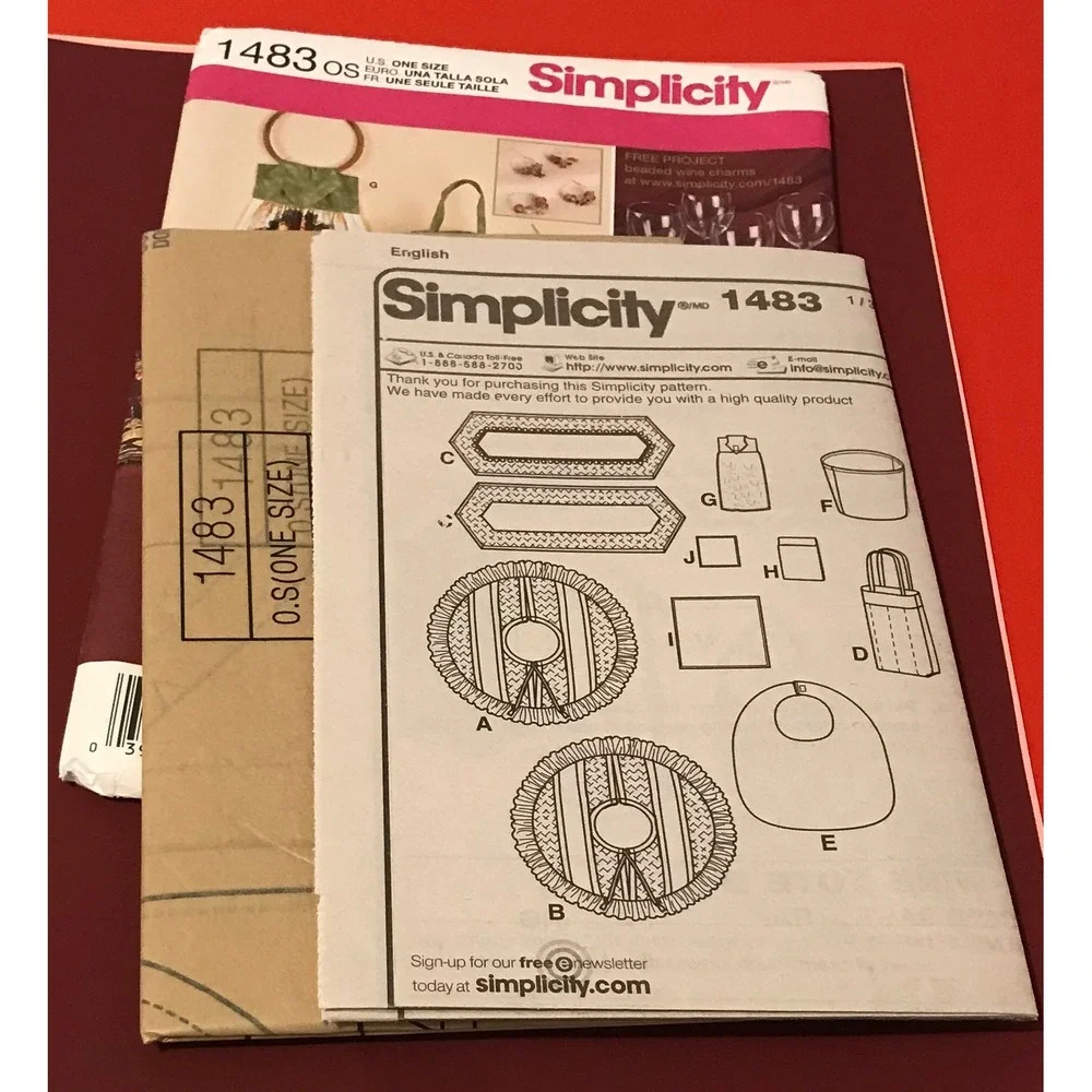 Simplicity 1483 Sewing Pattern Faith Van Zanten Table Runner Placemats Wine Bag